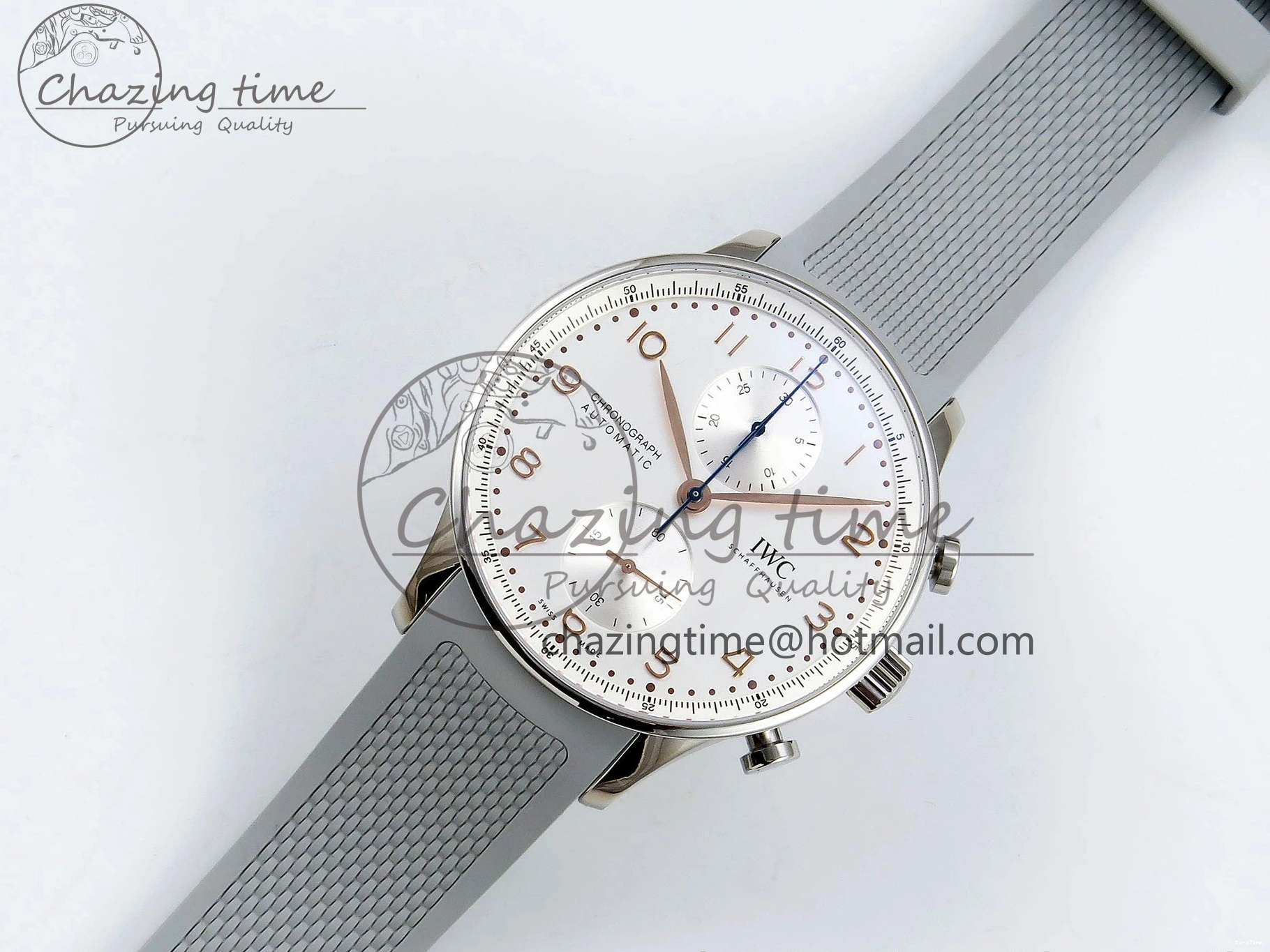 MIROTIME 0212 Portuguese Chrono IW3716 Z+F 1:1 Best Edition White Dial on Gray Rubber Strap A WrinkleFree 7014